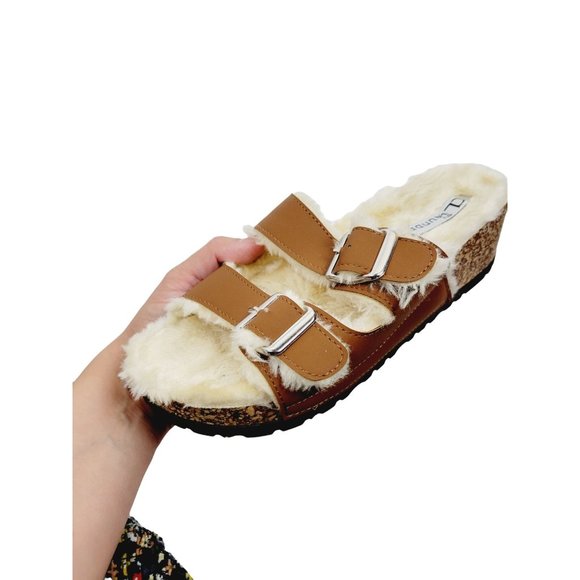 CL By laundry brown Furry corky Sandals slide euro 39 - Picture 2 of 9